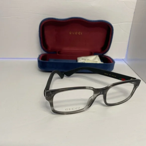 New-GUCCI EYEGLASSES FRAMES GG0012O 003 54-18-145 GREY / BLACK MADE IN ITALY